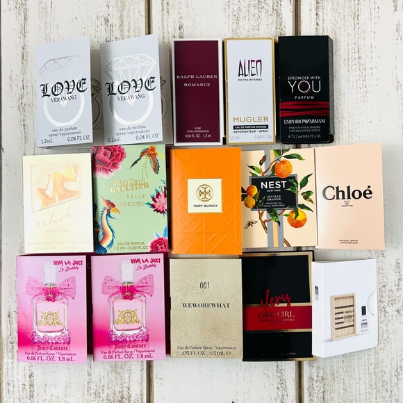 Tory Burch Other - 15 Pc Spray Parfume Sample Bundle Tory Burch Ralph Lauren Juicy Couture Chloe